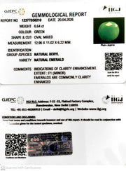 6.64/CT Natural Panna Stone with Govt. Lab Certificate-12377D50210